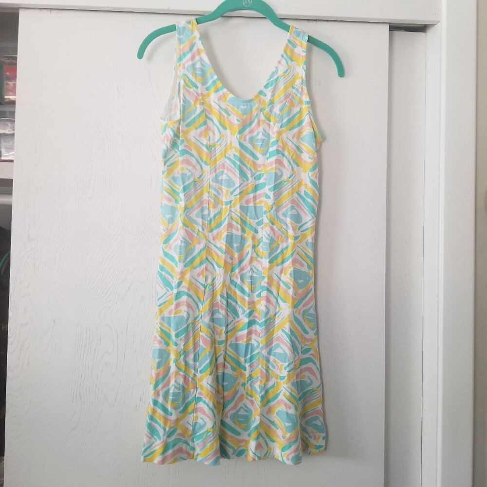 Lauren James M Multi-color Tank Dress Zip Sleeveless 100% Cotton